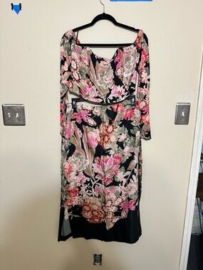 ANTHROPOLOGY Floral Black and Pink Women's matching set